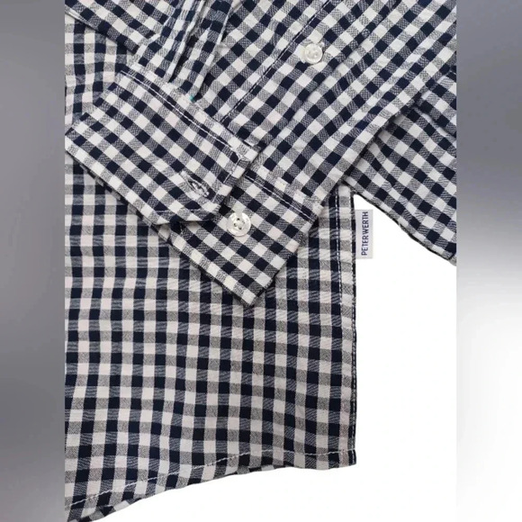 Peter Werth NWT 100% Cotton L/S Button Down Shirt Black and  White Size Small - Picture 5 of 8